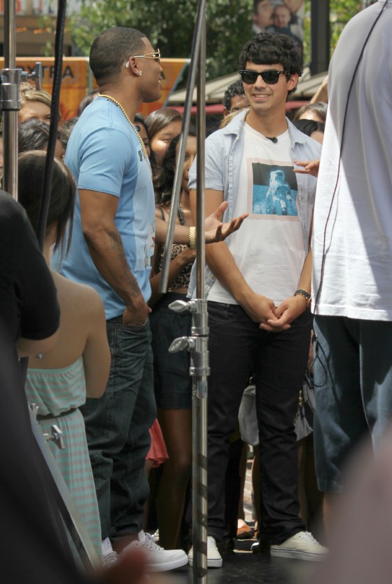 Joe Jonas and Nelly at The Grove for Extra