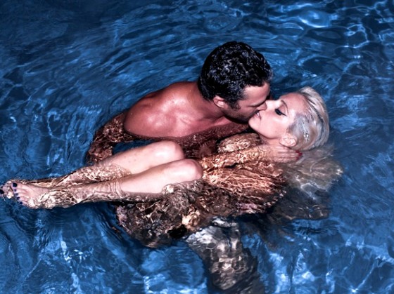 Lady Gaga and boyfriend go for a swim, skinny dipping in swimming pool