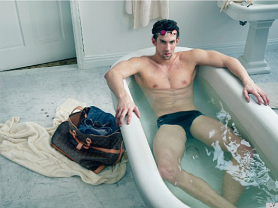 Michael Phelps wears Speedos in bath tub for Louis Vuitton ad