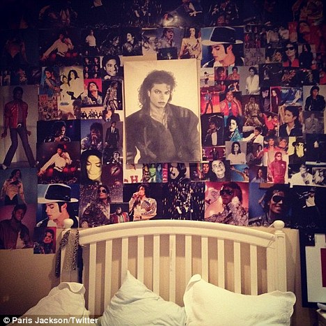 Paris Jackson Bedside Shrine to MJ