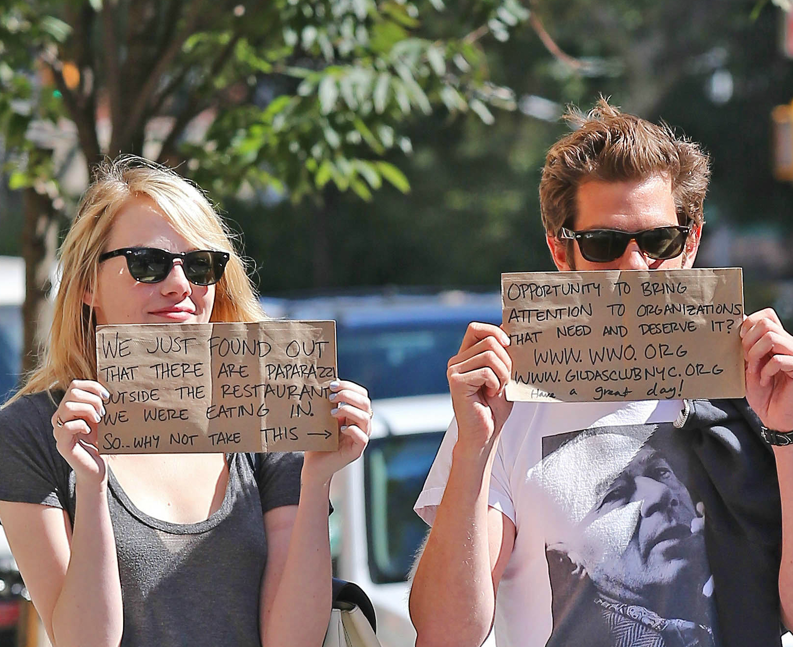 Emma Stone and Adrew Garfield send message through paparazzi